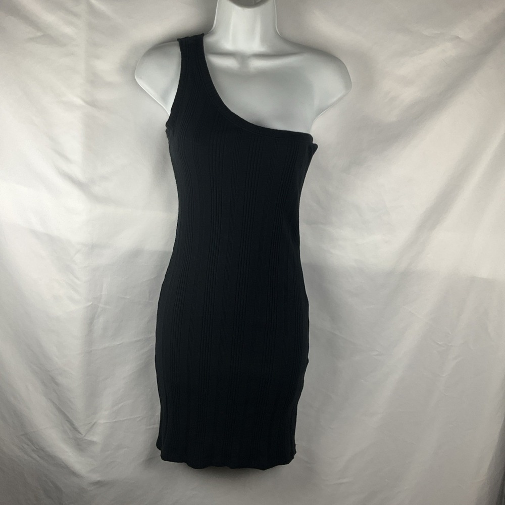 Aeropostale Size S Ribbed One Shoulder Dress Black Stretch Body‎ Hugging